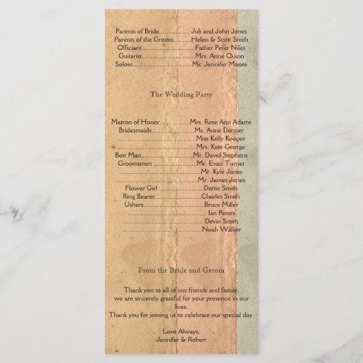 Herfst esdoornblad op papier bruiloft programma programmakaart (Achterkant)