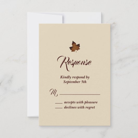 Herfst esdoornblad RSVP - beige Kaartje (Voorkant)