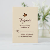Herfst esdoornblad RSVP - beige Kaartje (Staand voorkant)