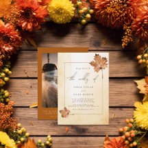 Herfst Esdoornblad Watercolor Foto QR-code Trouwen