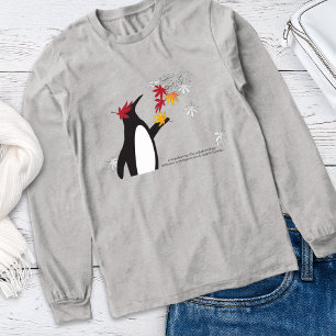 Herfst esdoornbladeren en grappige pinguïn Tri-Blend shirt