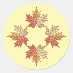 Herfst esdoornbladeren geometrie ronde sticker