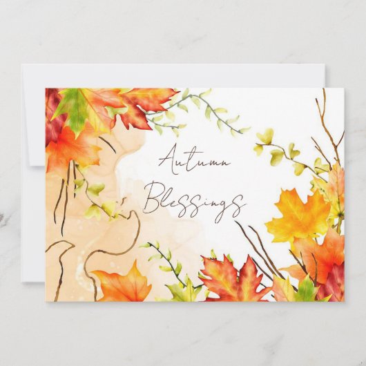 Herfst esdoornbladeren met aangepaste tekst feestdagenkaart (Voorkant)