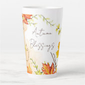 Herfst esdoornbladeren met aangepaste tekst latte mok (Voorkant)