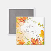 Herfst esdoornbladeren met aangepaste tekst magneet (Voorkant / Achterkant)