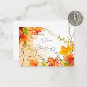 Herfst esdoornbladeren met aangepaste tekst    notitiekaartje (Voorkant / Achterkant in situ)