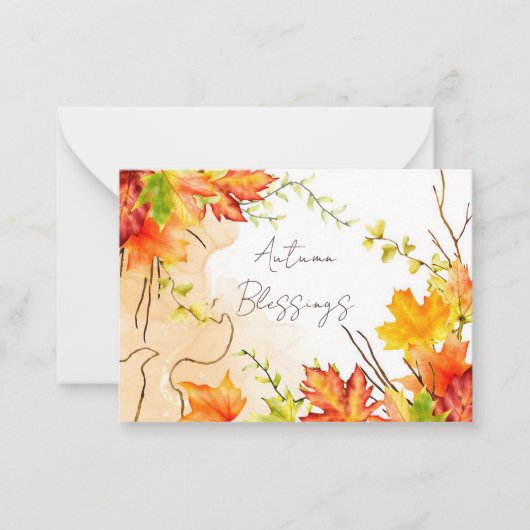 Herfst esdoornbladeren met aangepaste tekst    notitiekaartje (Voorkant)