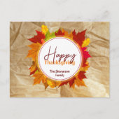 Herfst esdoornbladeren op papierstructuur Thanksgi Briefkaart (Voorkant)