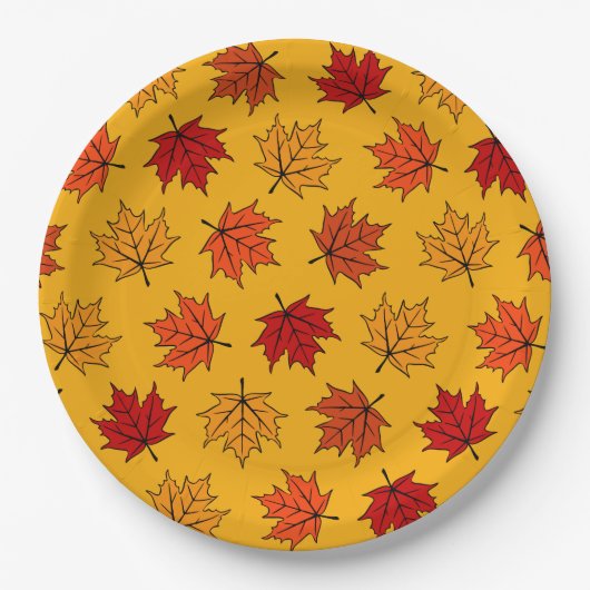 Herfst esdoornbladeren papieren bordje (Voorkant)