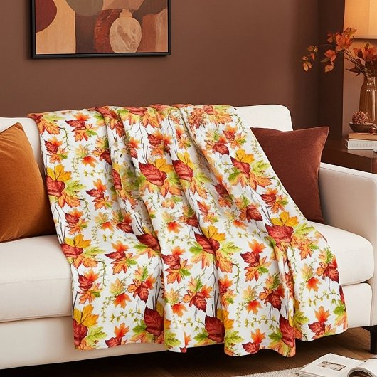 Herfst esdoornbladeren patroon fleece deken