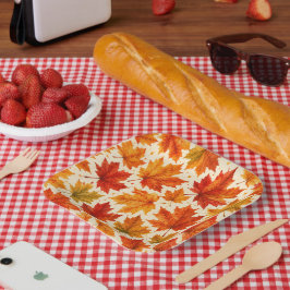 Herfst Esdoornbladeren Patroon | Herfst Oranje Roo Papieren Bordje