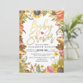 Herfst Esdoornbladeren Pompoen Baby Shower Kaarten (Staand voorkant)