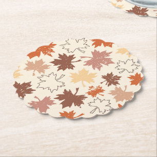 Herfst esdoornbladeren, roodbruine beige herfst kartonnen onderzetters