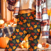 Herfst Esdoornbladeren Val Blauw Leggings