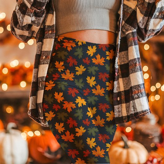 Herfst Esdoornbladeren Val Navy Leggings