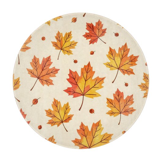 Herfst Esdoornbladeren Vallend Patroon Snijplank (Voorkant)