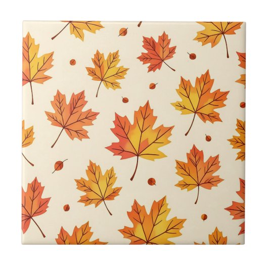 Herfst esdoornbladeren vallend patroon tegeltje (Voorkant)