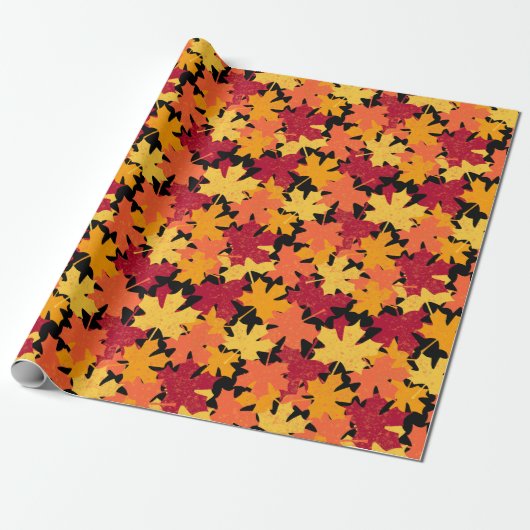 Herfst esdoornbladpatroon cadeaupapier (Uitgerold)