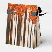 Herfst esdoornbos moderne bossen sinaasappel grijs bedankdoosjes (Achterkant)