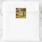 Herfst esdoorns en berkenboom, Wit Vierkante Sticker (Tas)