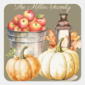 Herfst Esthetiek Bumper Oogst Thanksgiving Vierkante Sticker (Voorkant)
