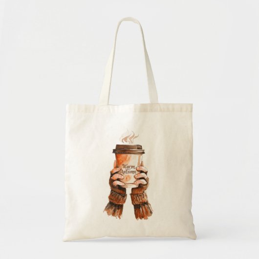 Herfst Esthetisch Ontwerp | Waterverf Koffie Tote Bag (Voorkant)
