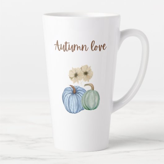 Herfst esthetische pompoenen en bloemen latte mok (Rechts)