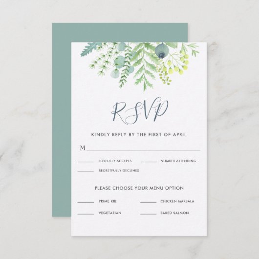 Herfst Eucalyptus Berry Bloemenbruiloft RSVP (Voorkant / Achterkant)