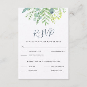 Herfst Eucalyptus Berry Bloemenbruiloft RSVP Kaartje