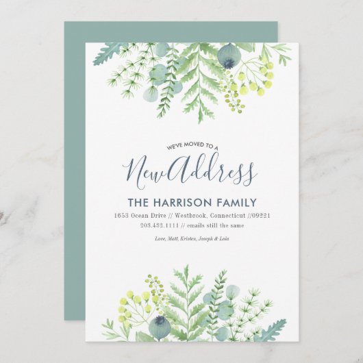 Herfst Eucalyptus Bloemen Bewegende Aankondiging (Voorkant / Achterkant)