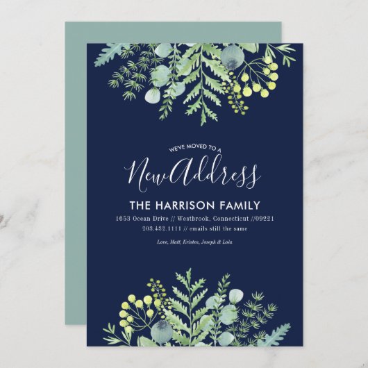 Herfst Eucalyptus Bloemen Bewegende Aankondiging M (Voorkant / Achterkant)