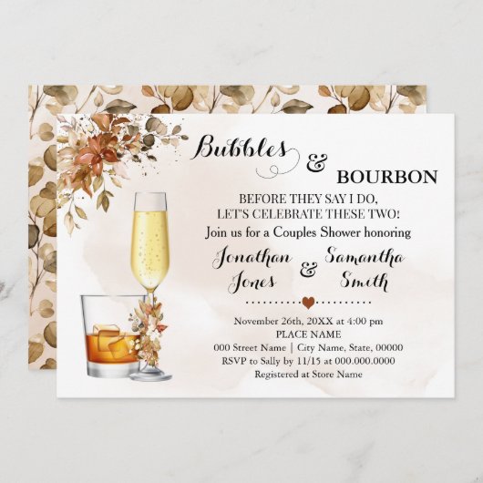 Herfst Eucalyptus Bubbles & Bourbon Autumn Shower Kaart (Voorkant / Achterkant)