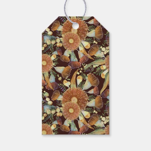 Herfst Eucalyptus en Wattle Patroon Cadeaulabel (Voorkant)