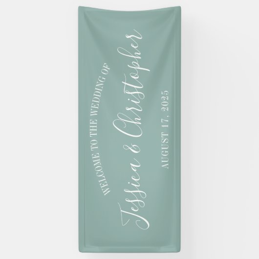 Herfst Eucalyptus Solid Custom Bruiloft Banner (Verticaal)