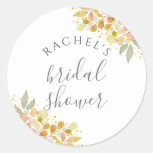 Herfst Eucalyptus Takken & Bladeren Bruidsdiner Ronde Sticker