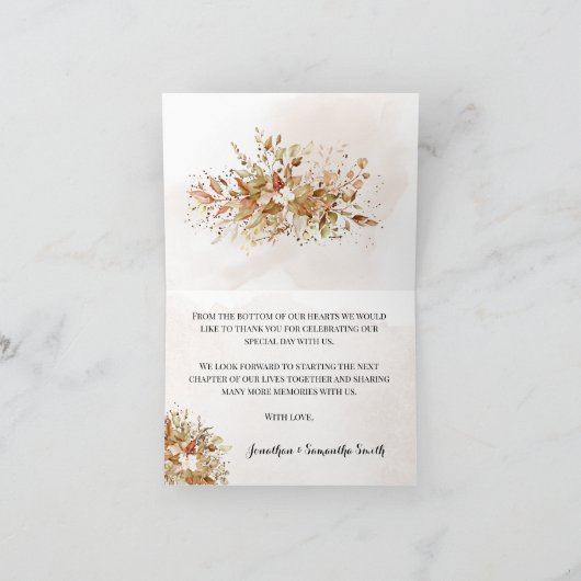 Herfst Eucalyptus Weddenschap met dank Bedankkaart (Binnen)