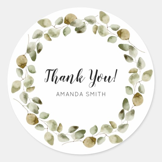 Herfst Eucalyptus Wreater Hartelijk dank Ronde Sticker (Voorkant)