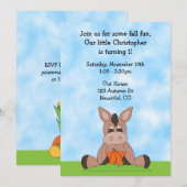 Herfst Ezel 1e verjaardag Uitnodiging (Voorkant / Achterkant)