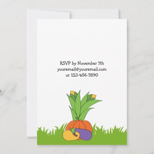 Herfst Ezel Verjaardag Uitnodiging voor meisjes (Achterkant)