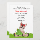 Herfst Ezel Verjaardag Uitnodiging voor meisjes (Voorkant / Achterkant)