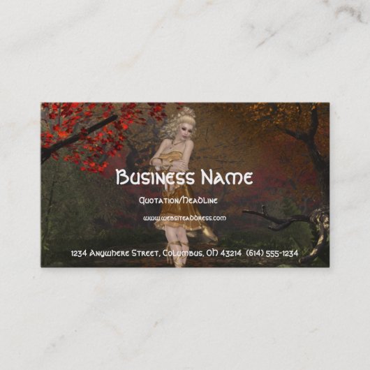 Herfst Faerie Design 2 - Fantasy Visitekaartje (Voorkant)