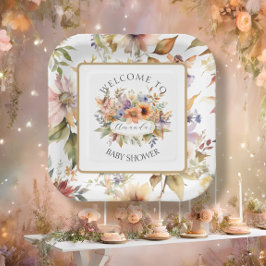 Herfst Fairy betoverde Floral Baby Girl Shower Papieren Bordje