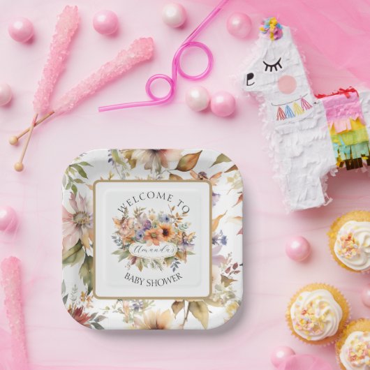 Herfst Fairy betoverde Floral Baby Girl Shower Papieren Bordje (Feest)