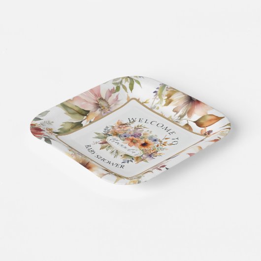 Herfst Fairy betoverde Floral Baby Girl Shower Papieren Bordje (Gebogen)