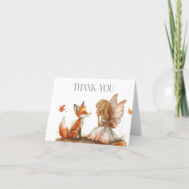 Herfst Fairy Eerste Verjaardag Dank u met een vos Bedankkaart