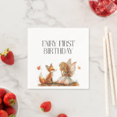 Herfst Fairy Eerste Verjaardag Dank u met een vos Servet (Insitu)