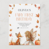 Herfst Fairy Eerste Verjaardagsuitnodiging met een Briefkaart (Voorkant)