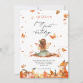 Herfst Fairy en Fox Eerste Verjaardagsuitnodiging Kaart (Voorkant)