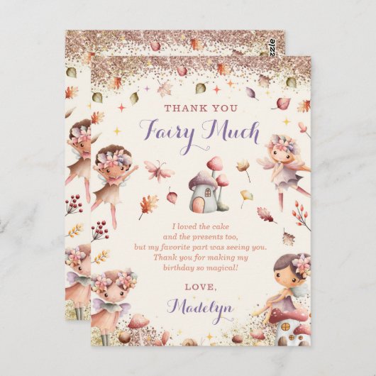 Herfst Fairy Meisje Verjaardag Dank u Post Kaart (Voorkant / Achterkant)