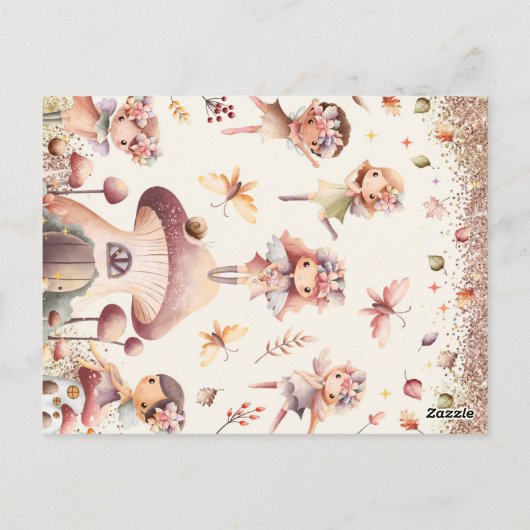Herfst Fairy Meisje Verjaardag Dank u Post Kaart (Achterkant)